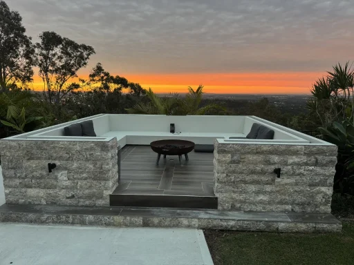 Fire pit photo at sunset.